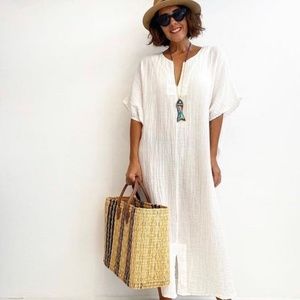 Organic Cotton Kaftan Dress/ Cover up